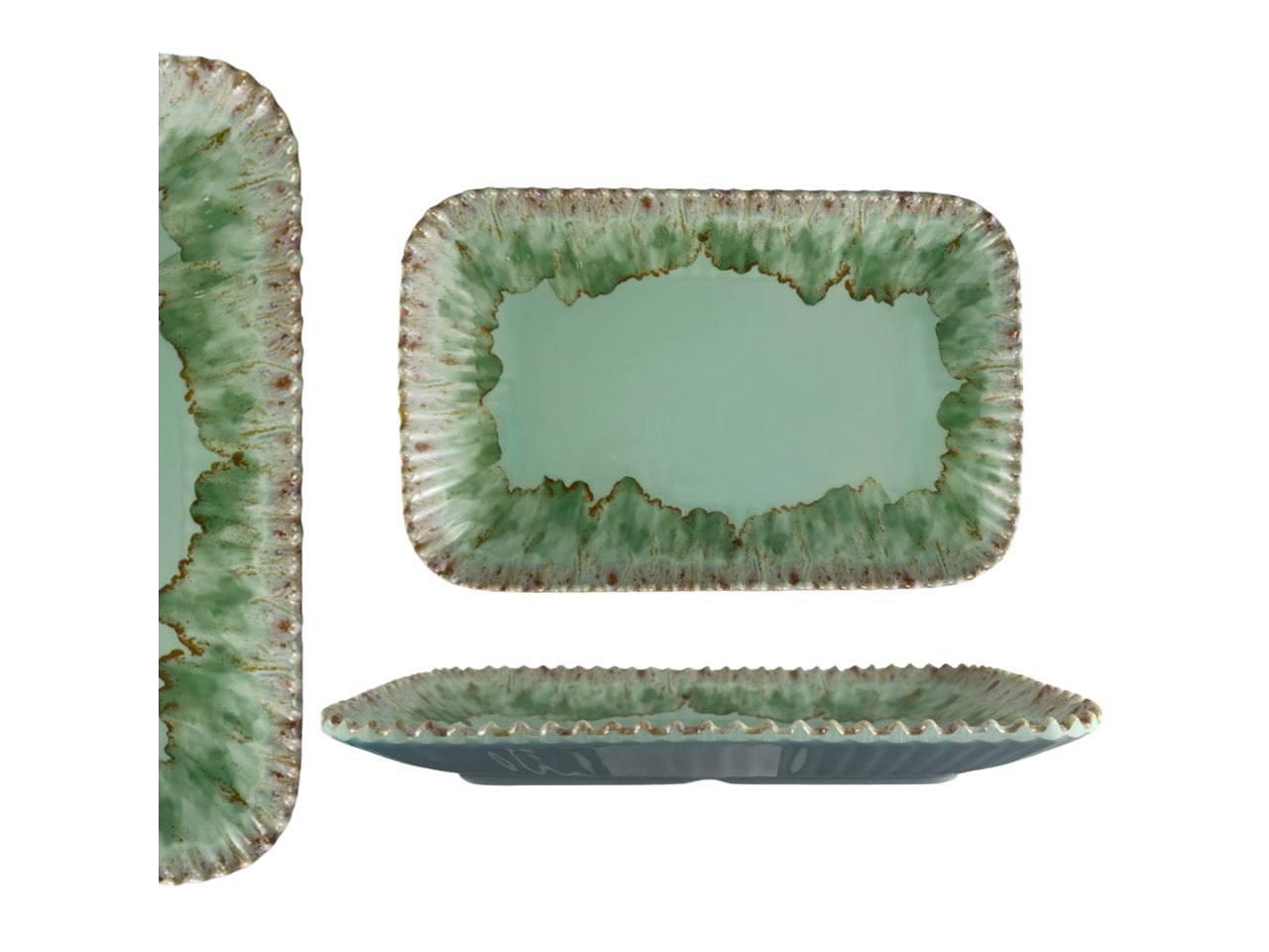 Vassoio rettangolare in melamina verde acqua 39x27x4 cm - Maison TortorÃ 