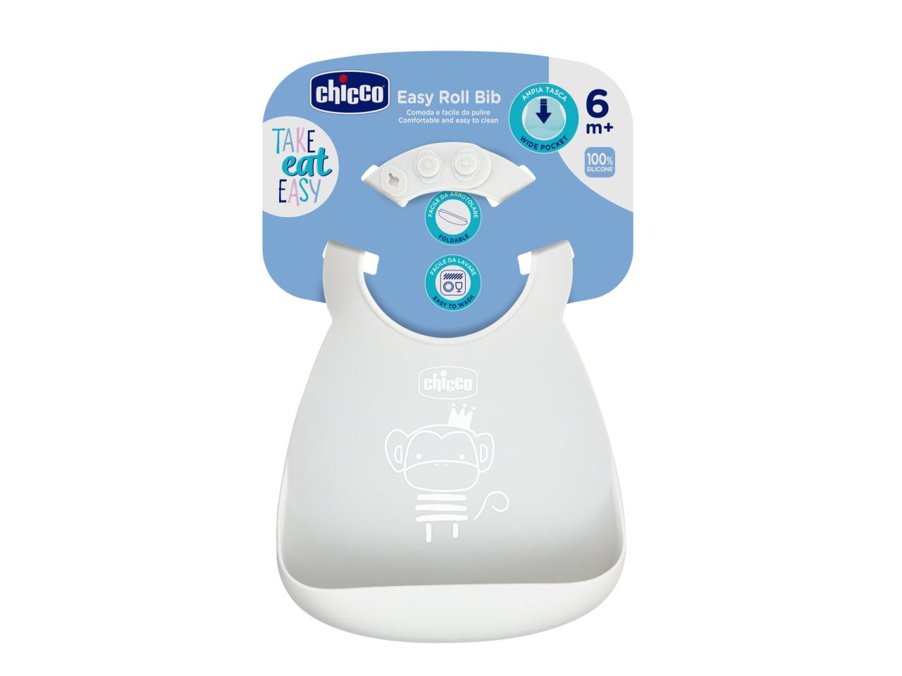Chicco  Bavaglino in silicone facile da arrotolare Neutro