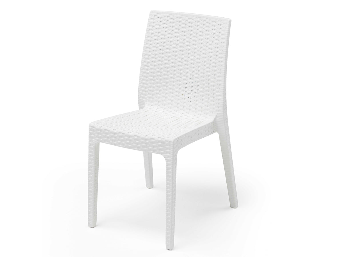 Sedia selene simil rattan bianco 55X46X85CM