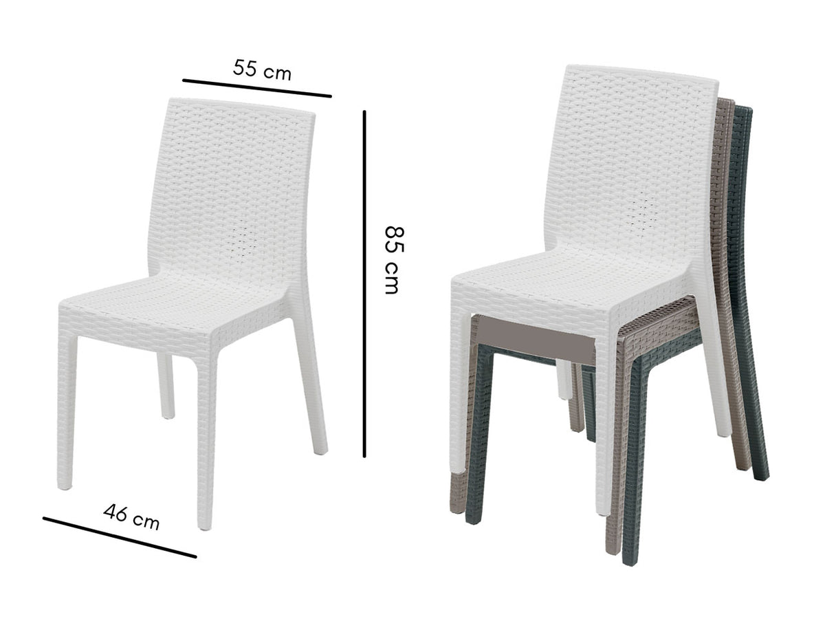 Sedia selene simil rattan bianco 55X46X85CM