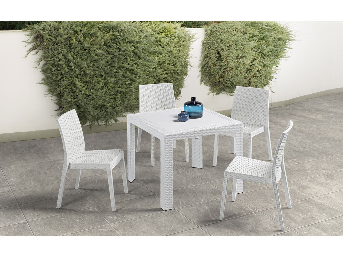 Sedia selene simil rattan bianco 55X46X85CM