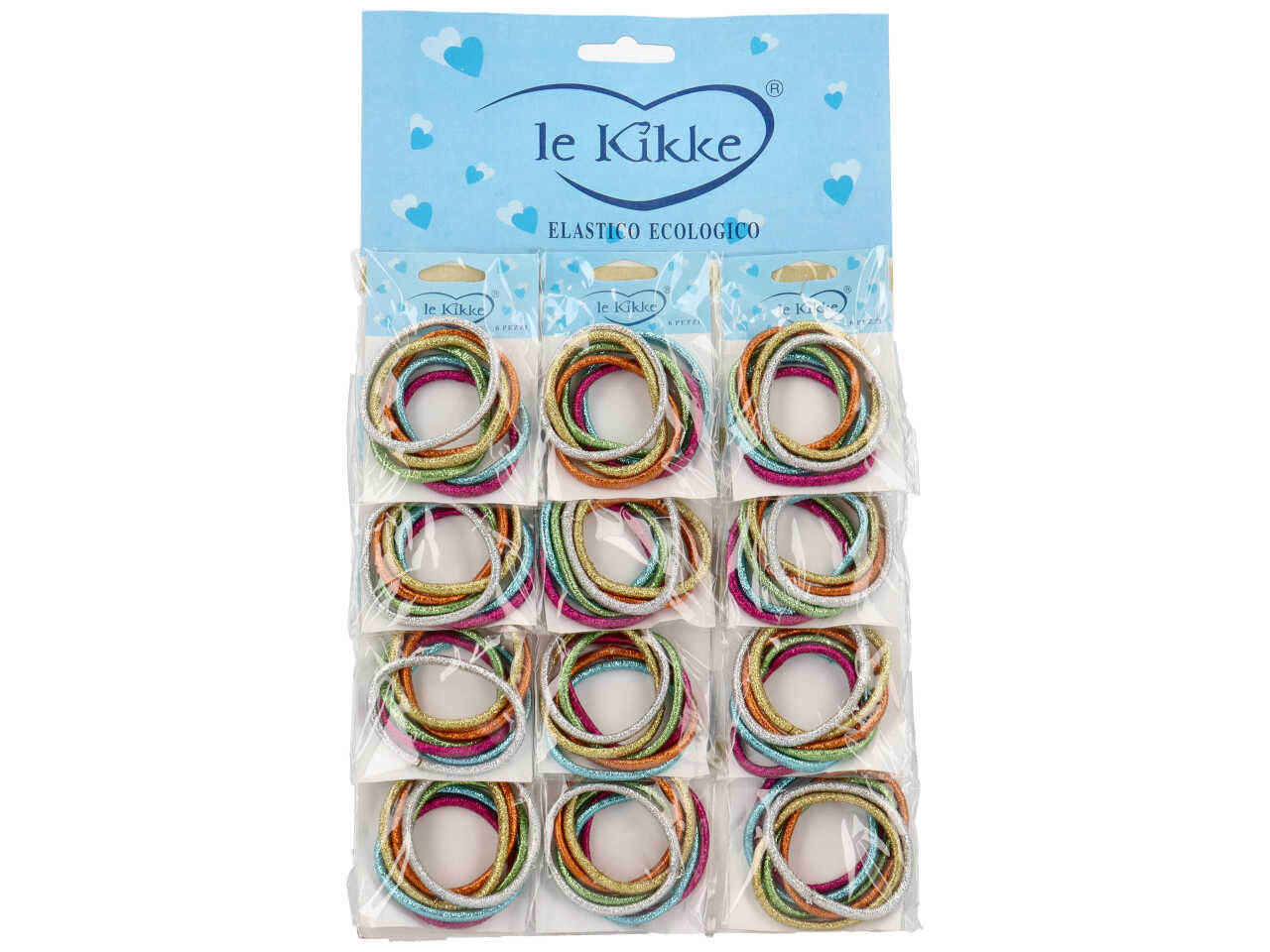 Elastici buste colori assortiti con glitter