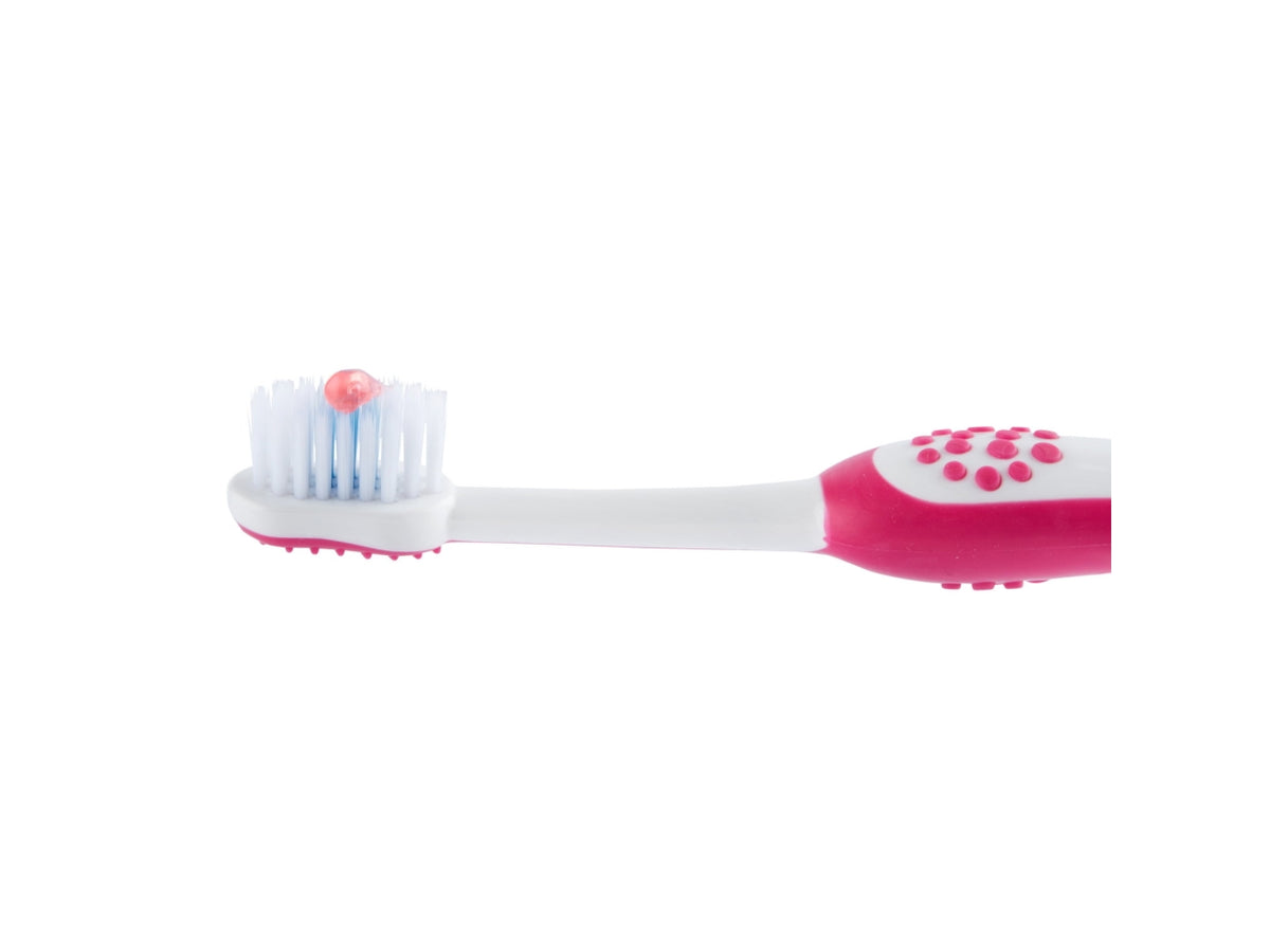 Spazzolino Hippo Oral Care Chicco con setole ultra sottili e impugnatura ergonomica rosa, 3-6 anni