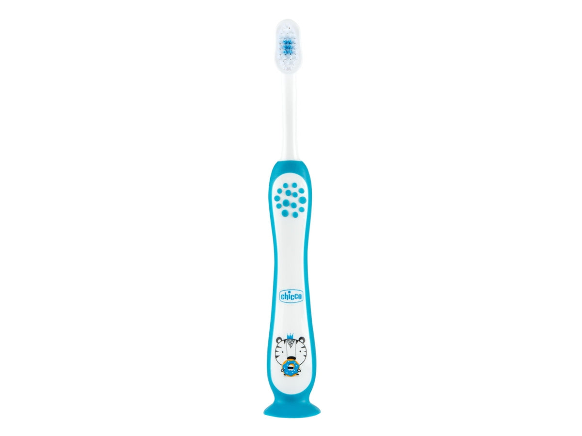 Spazzolino Hippo Oral Care Chicco con setole ultra sottili e impugnatura ergonomica azzurro, 3-6 anni