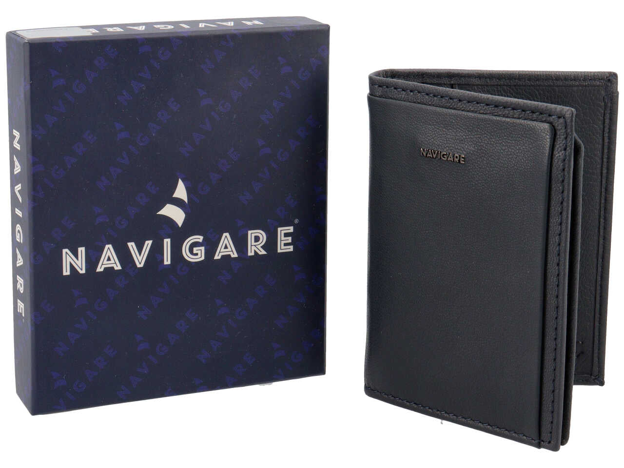 Portafoglio da uomo in nappa e pelle blu 8x11 cm - Navigare