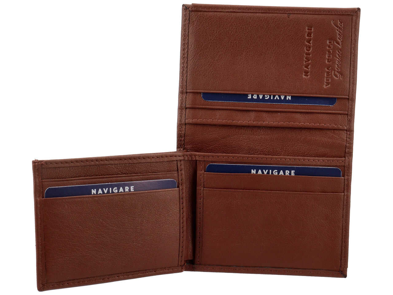 Portafoglio da uomo in nappa e pelle marrone 8x11 cm - Navigare