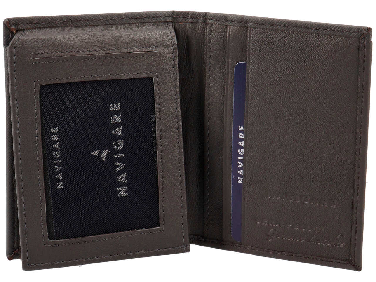 Portafoglio da uomo in nappa e pelle grigio scuro 8x11 cm - Navigare