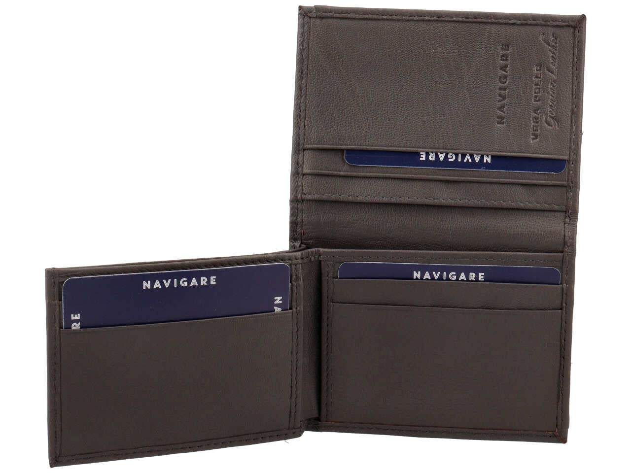 Portafoglio da uomo in nappa e pelle grigio scuro 8x11 cm - Navigare