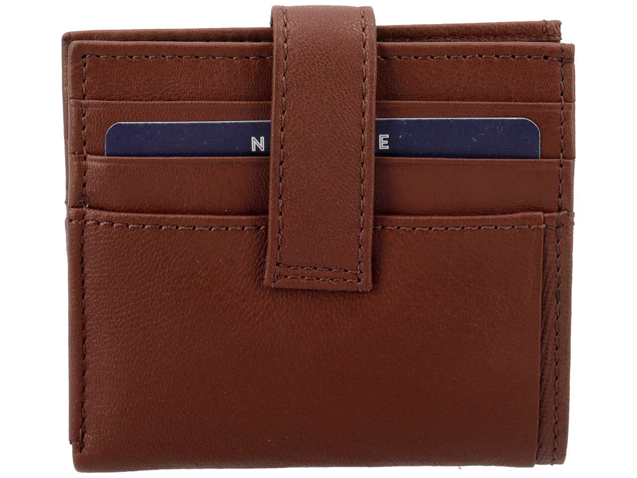 Portafoglio da uomo in nappa e pelle marrone 9,5x10 cm - Navigare