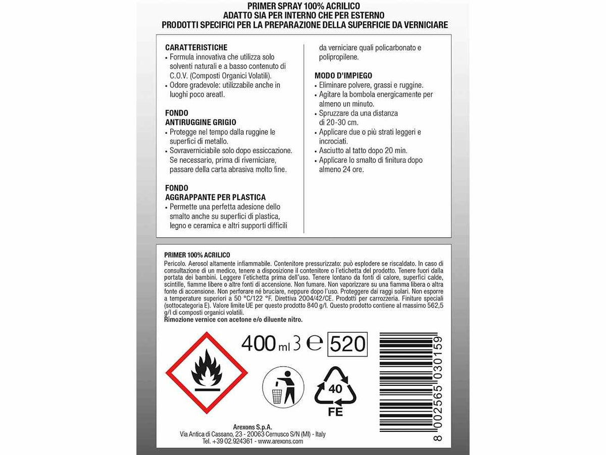 Smalto acrilico fondo aggr.per plastica 400ml 3441