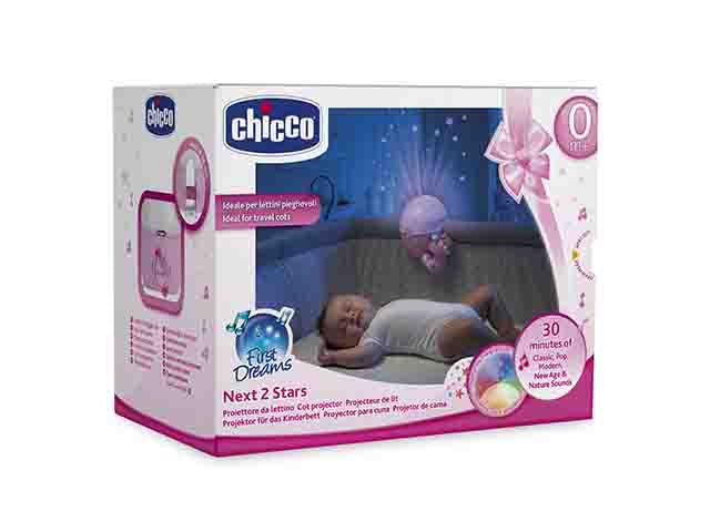 Chicco Next2Stars Luce Notturna Rosa Proiettore Stelle con Sensore Sonoro