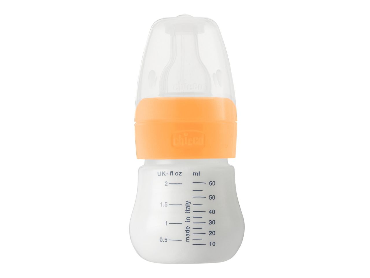 Chicco Microbiberon Graduato da 60 ml per Piccole QuantitÃ  di Latte con Tettarella in Silicone Arancione