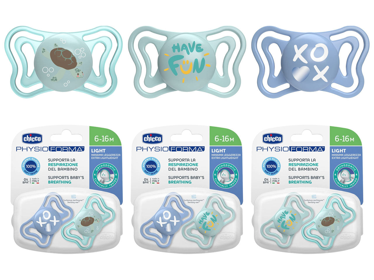 Chicco PhysioForma Light Succhietto in Silicone 6-16 Mesi Leggero e Traspirante 2 pz