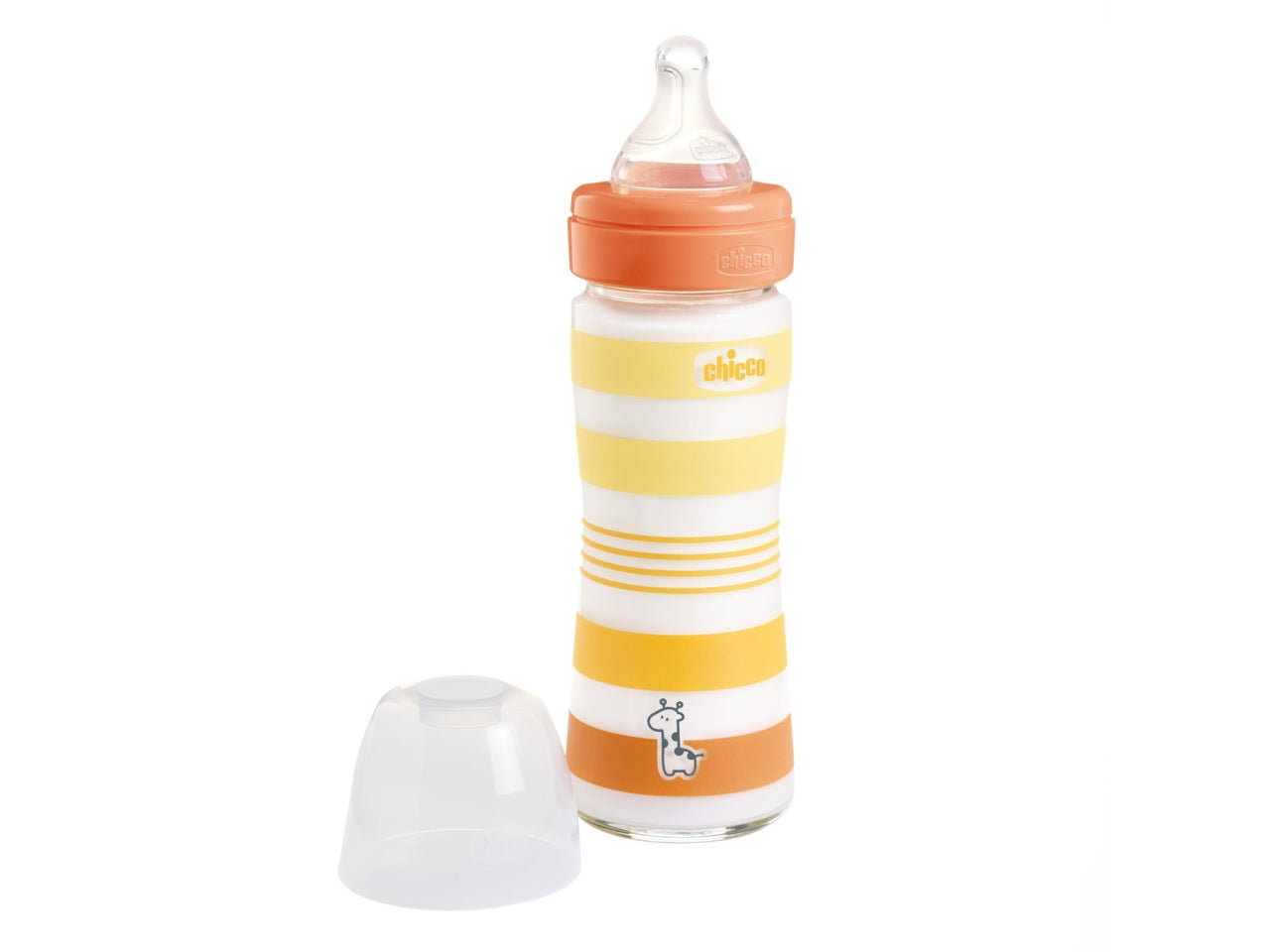 Biberon benessere 240ml flusso lento in vetro arancione