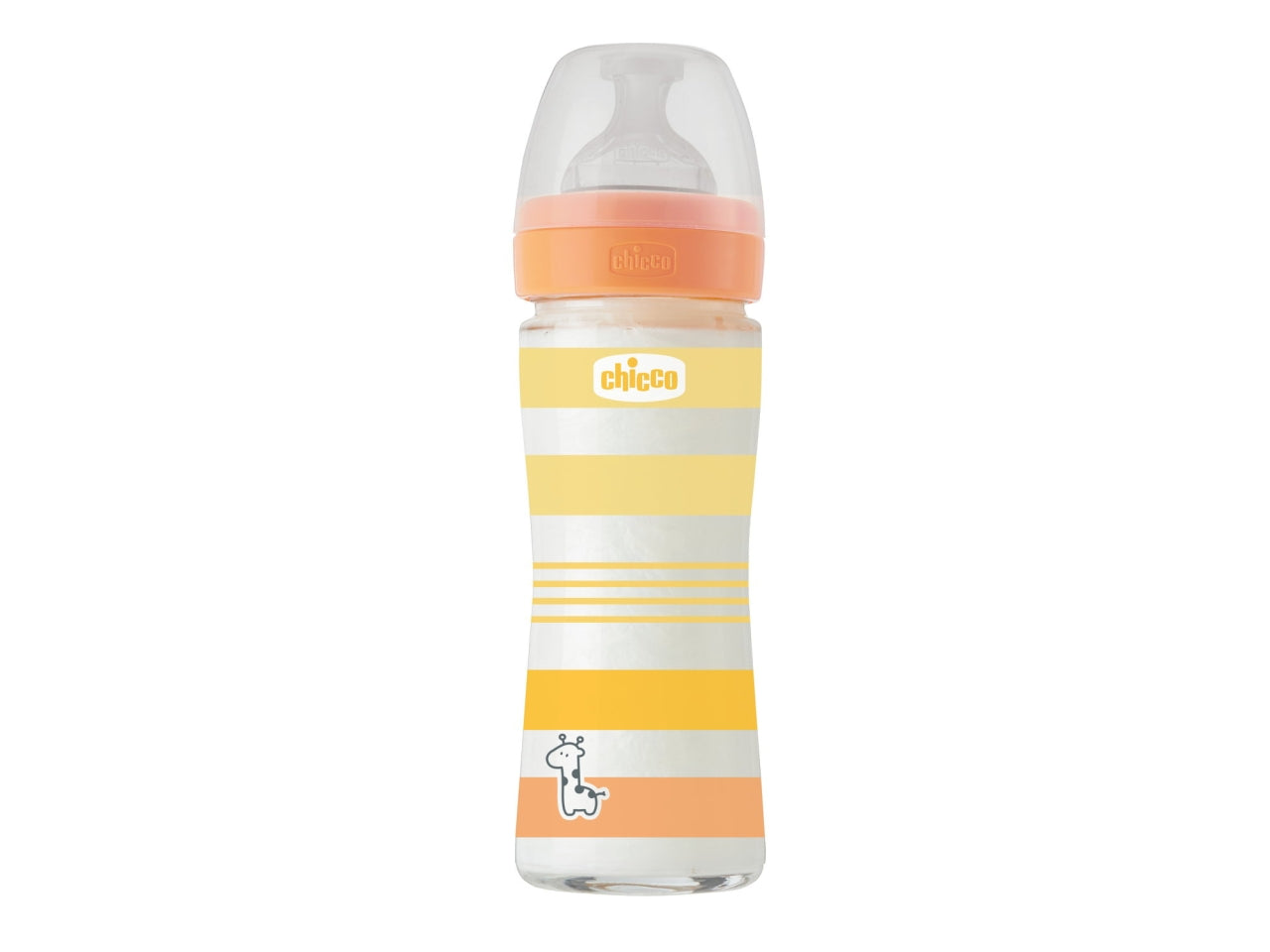 Biberon benessere 240ml flusso lento in vetro arancione