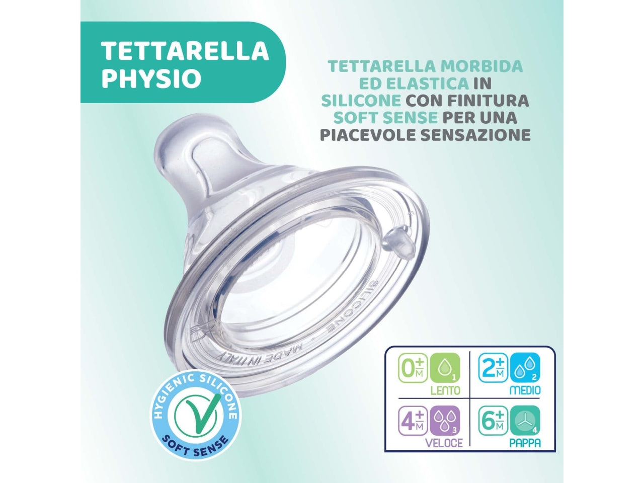 Biberon perfect5 neutro 240ml in silicone 2 fori flusso medio