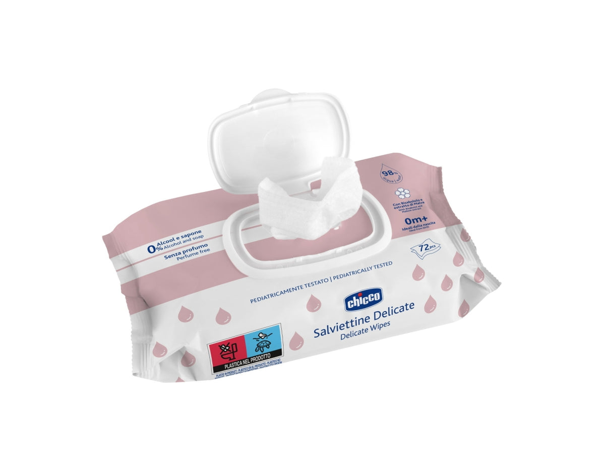 Salviette delicate Chicco in tessuto per pelli sensibili, 72 pezzi con coperchio apri e chiudi$
