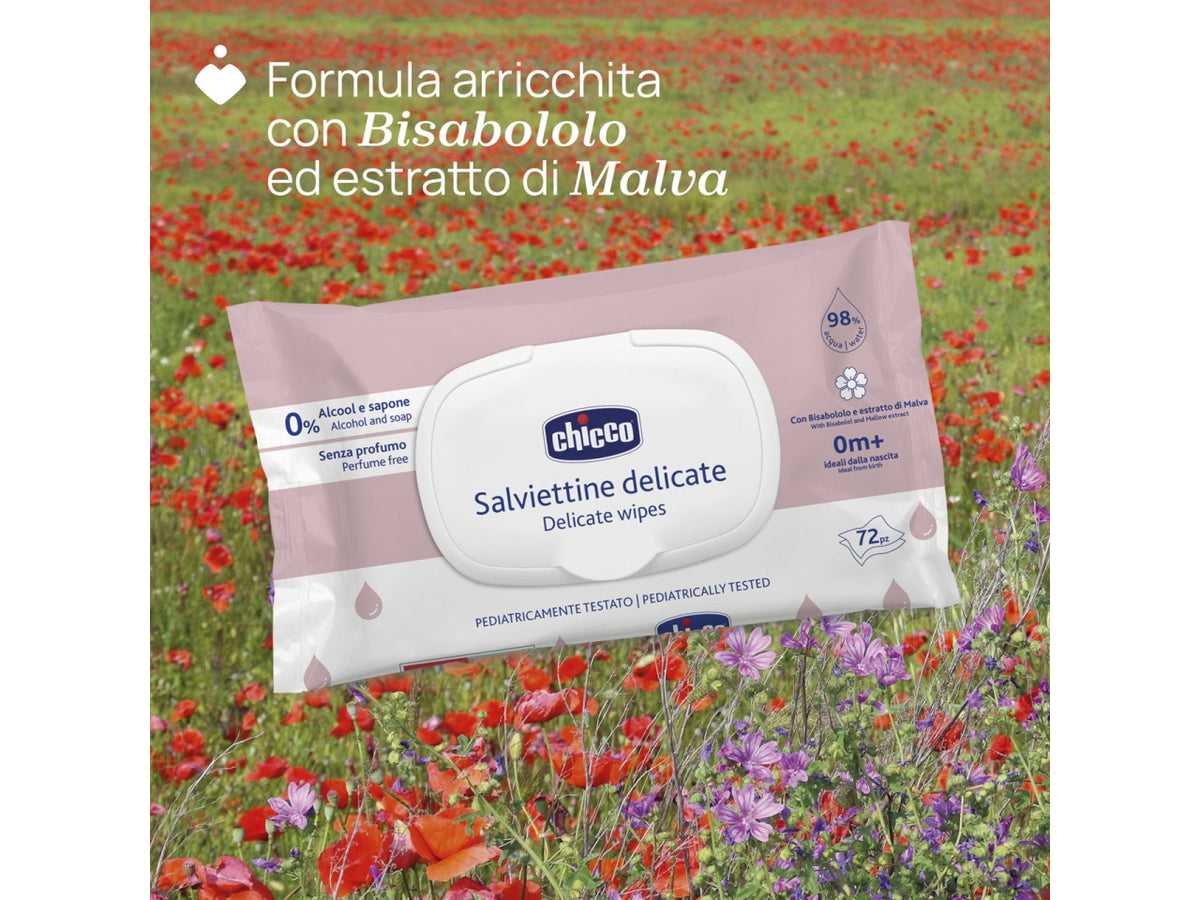 Salviette delicate Chicco in tessuto per pelli sensibili, 72 pezzi con coperchio apri e chiudi$
