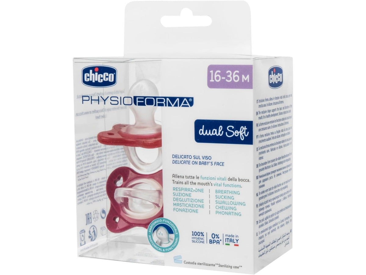 Gommotto ph dual soft rosa 16-36 mesi - confezione da 2 ciuccetti | Chicco