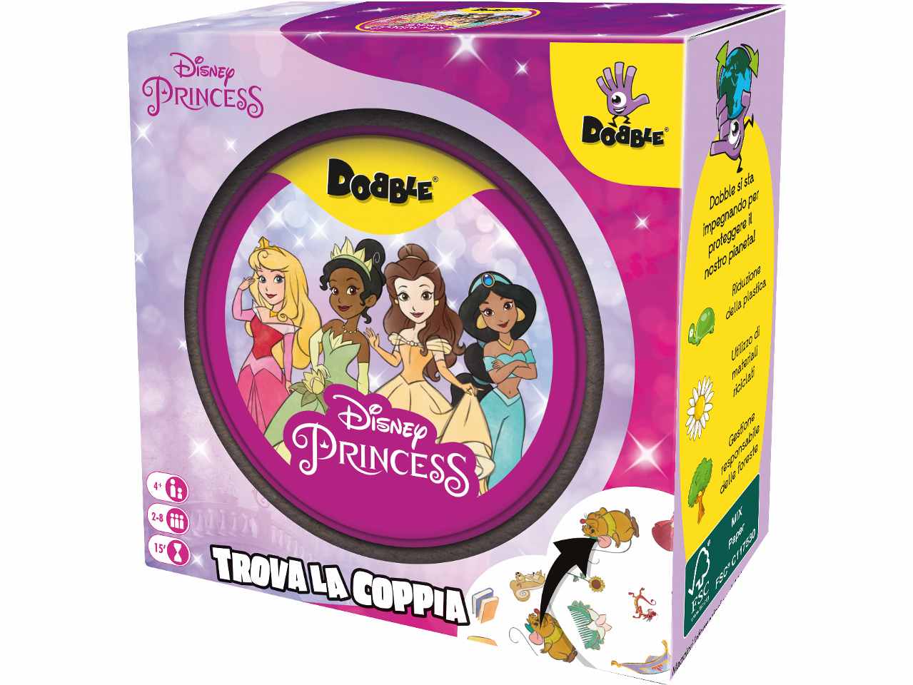 Dobble Principesse Disney: Gioco Familiare Divertente con le Principesse Disney, per 2-8 Partecipanti, Dai 4 Anni in su, Versione Italiana