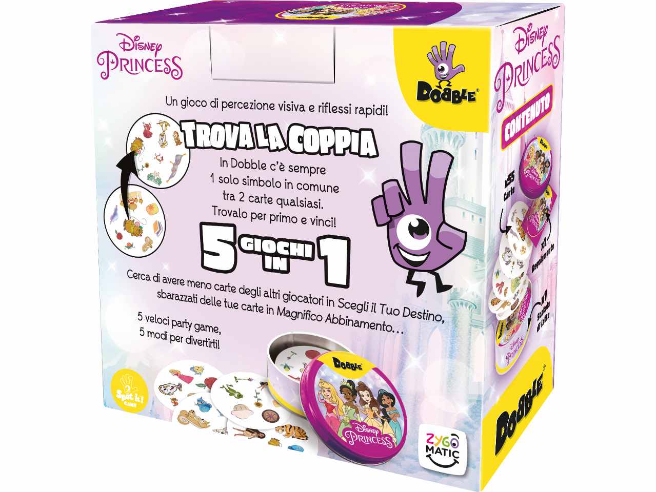 Dobble Principesse Disney: Gioco Familiare Divertente con le Principesse Disney, per 2-8 Partecipanti, Dai 4 Anni in su, Versione Italiana