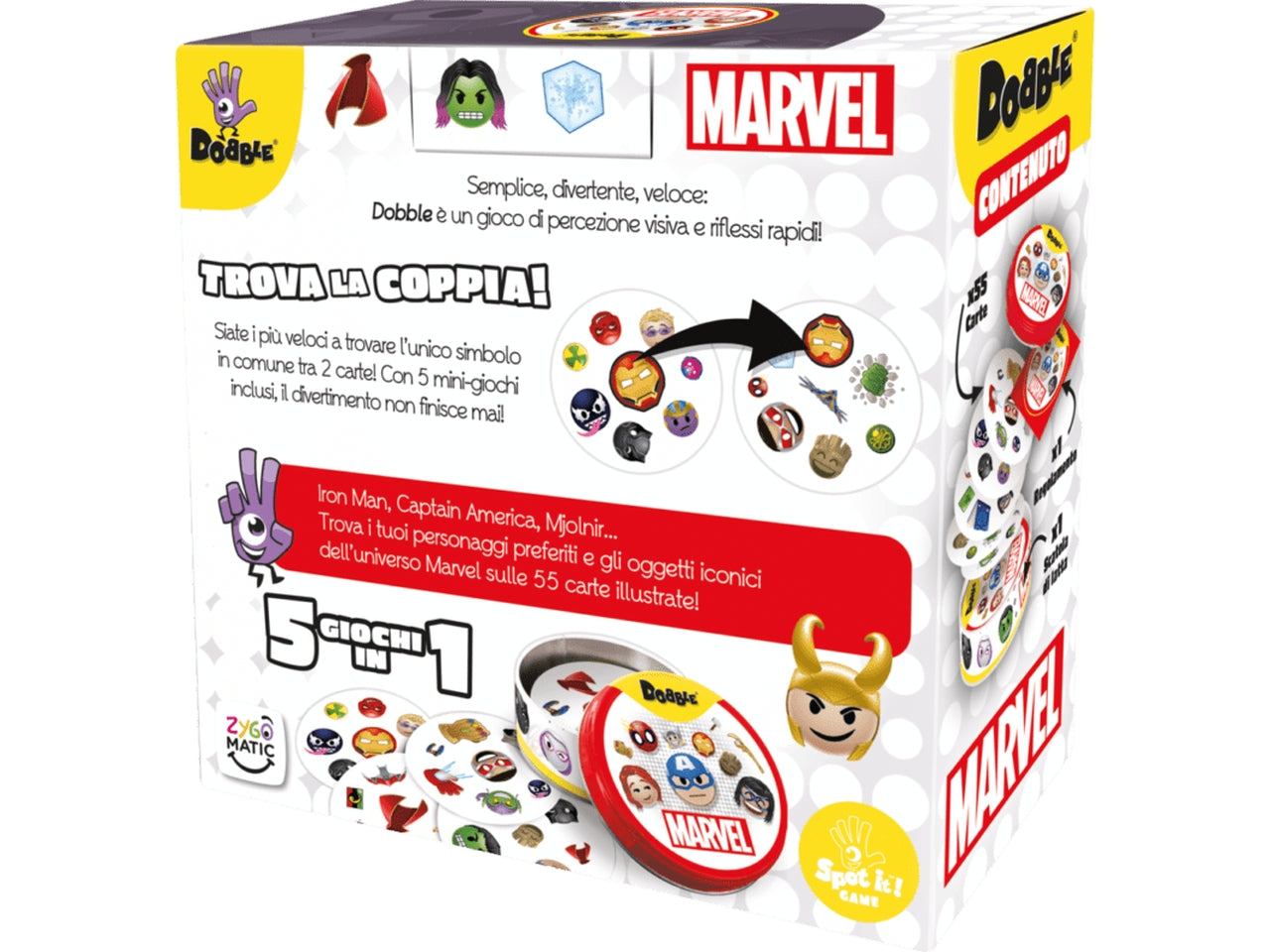 Gioco Da Tavolo Dobble Marvel Emoji, 2 e 8 Giocatori, da 6 Anni, Edizione In Italiano, Pack Ecosostenibile | Asmodee