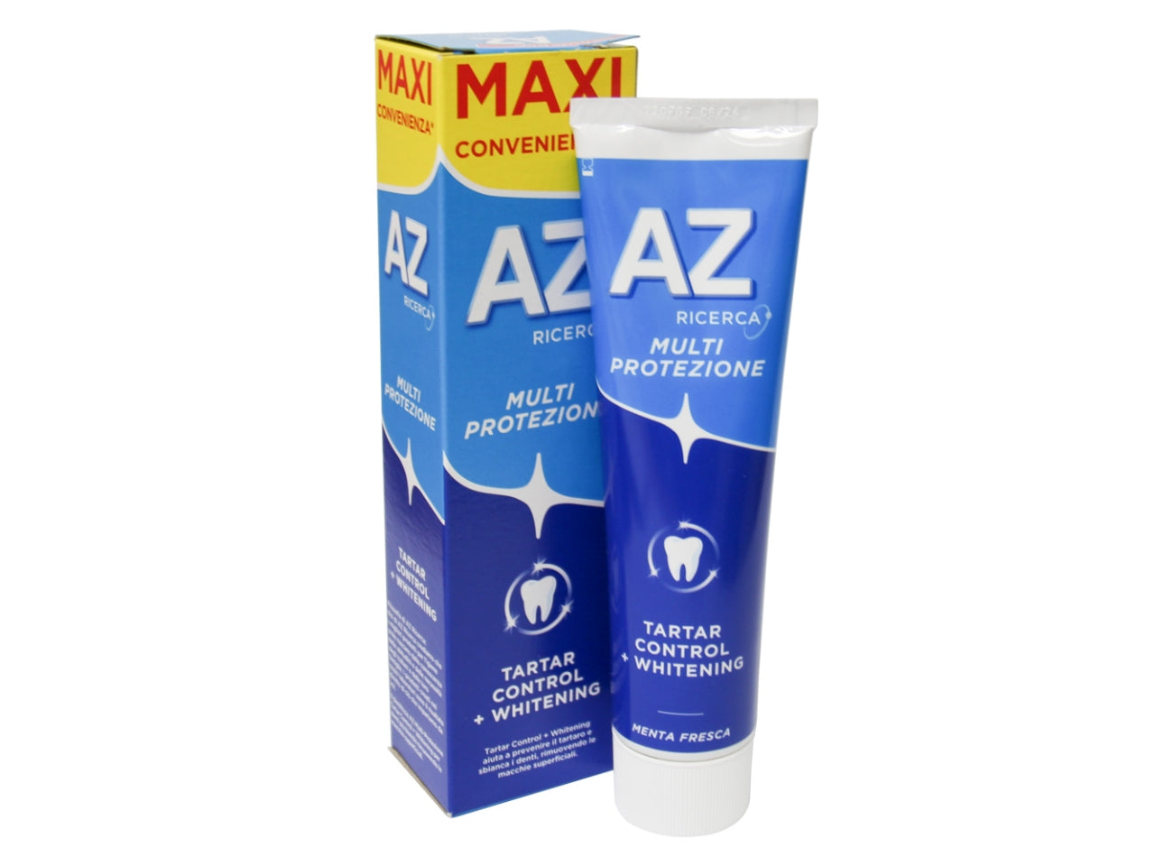 Dentifricio AZ Multi Protezione Maxi Convenienza 85ml: Freschezza Menta, Fluoro Attivo, Controllo Tartaro e Sbiancamento, Rimuove Macchie, per Tutte le EtÃ  (6+) $