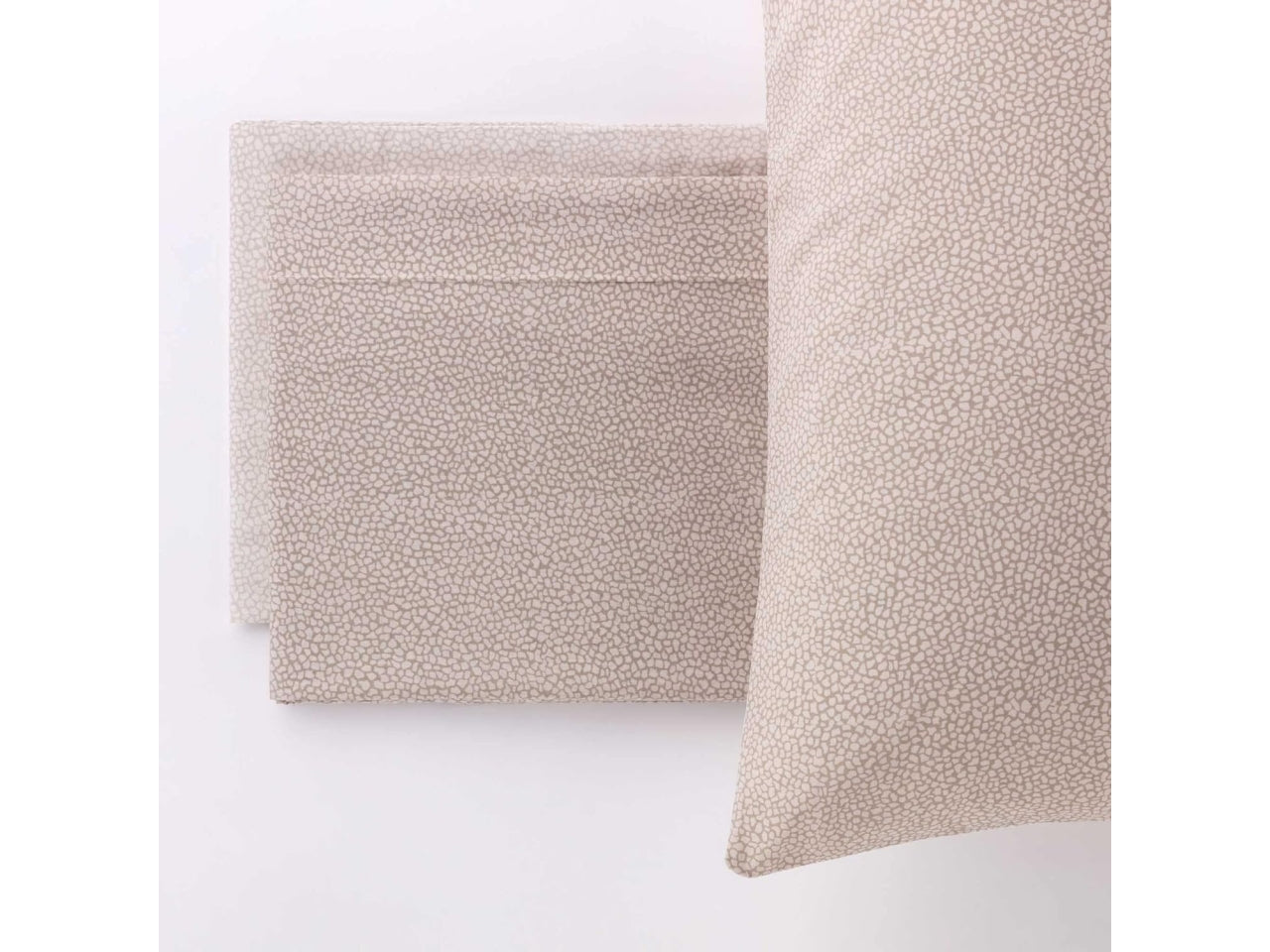 Set Completo Lenzuola Matrimoniale Arios Pois Beige Vaniglia, Puro Cotone, Linea Oro Carillo Home