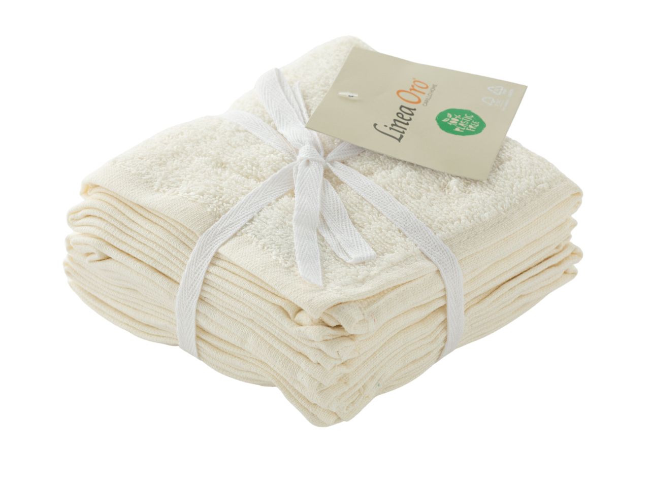 Lavette bagno 30x30 cm in spugna panna in cotone 400 gsm, set da 6, Linea Oro - Carillo Home