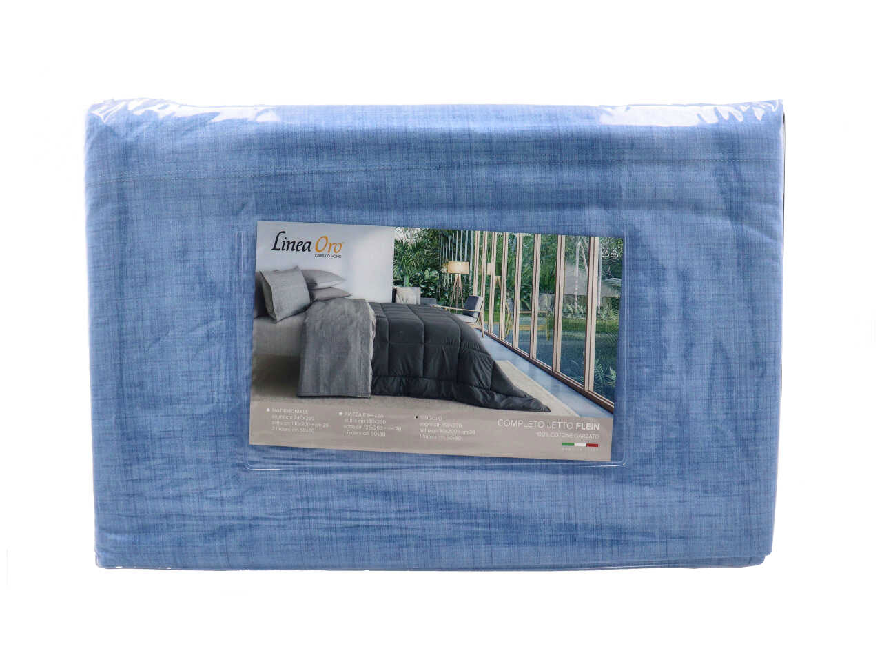 Flein completo letto flanella stampato 1p blu