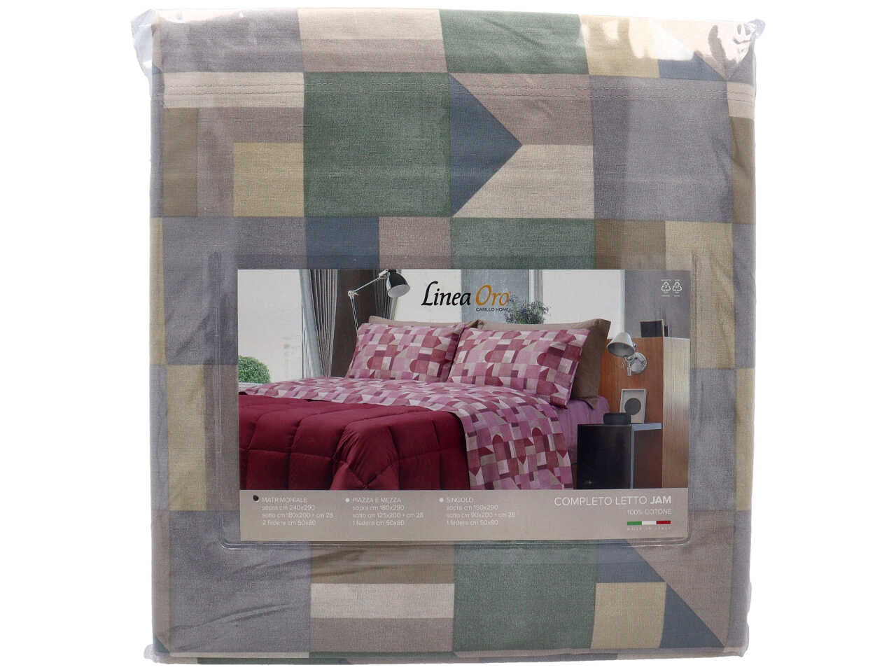 Jam completo letto cotone stampato 2p verde reseda