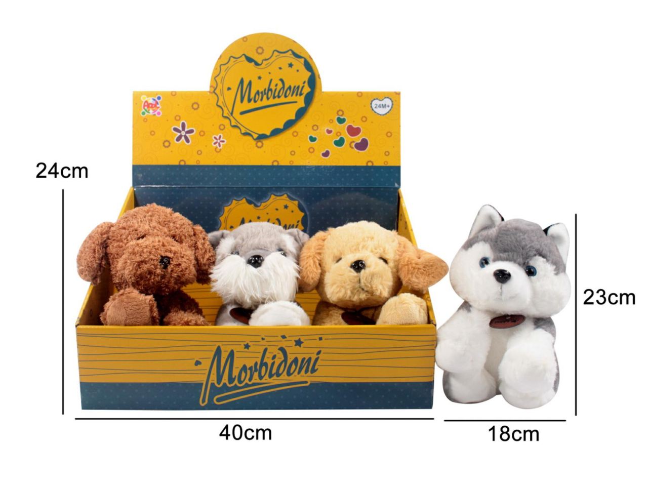 Peluche cagnolino in 4 assortimenti 23cm
