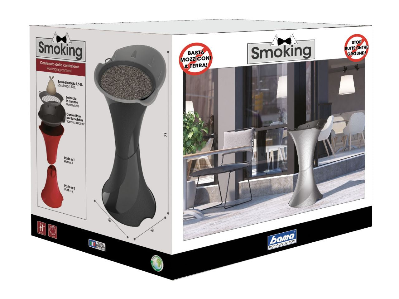 Posacenere smoking colore argento 39x36x71 cm