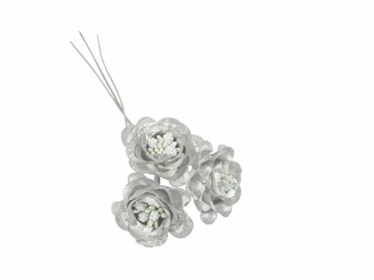 Fiore lame' con gelsina colore argento 36 pezzi