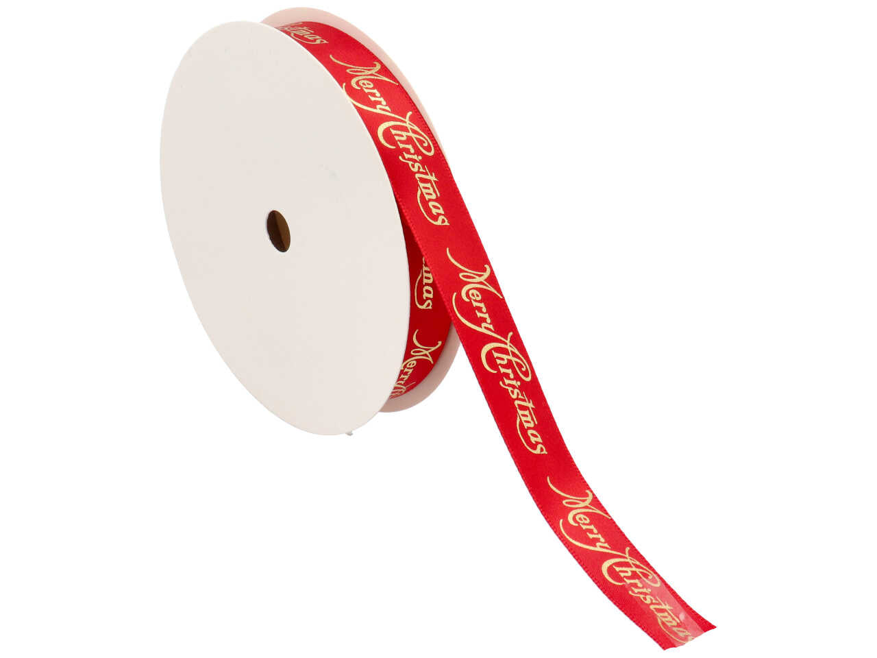 Nastro in raso con scritta merry christmas 16mmx15mt colore rosso