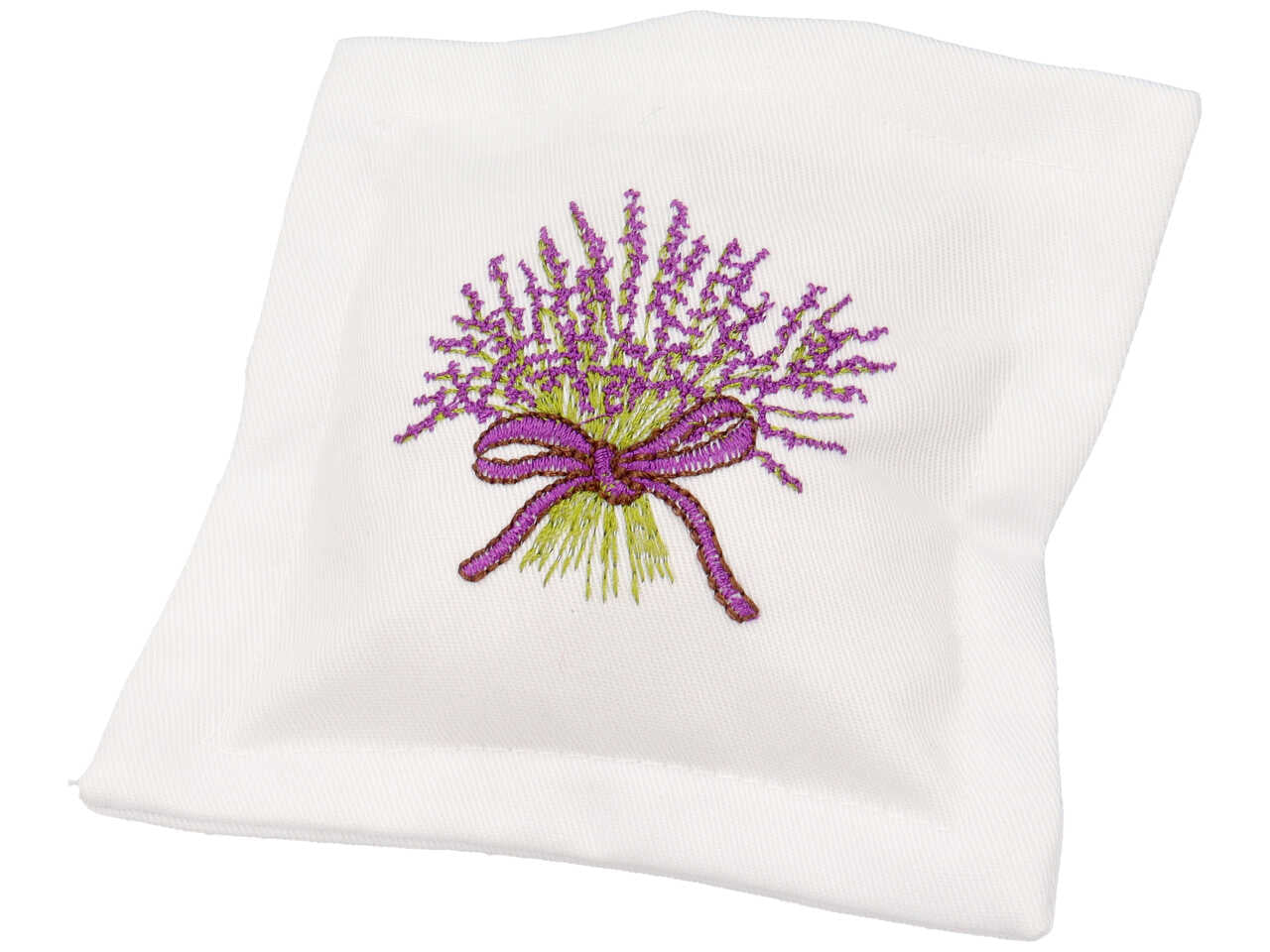 Cuscino ricamato lavanda con cerniera misura 12xh.12cm