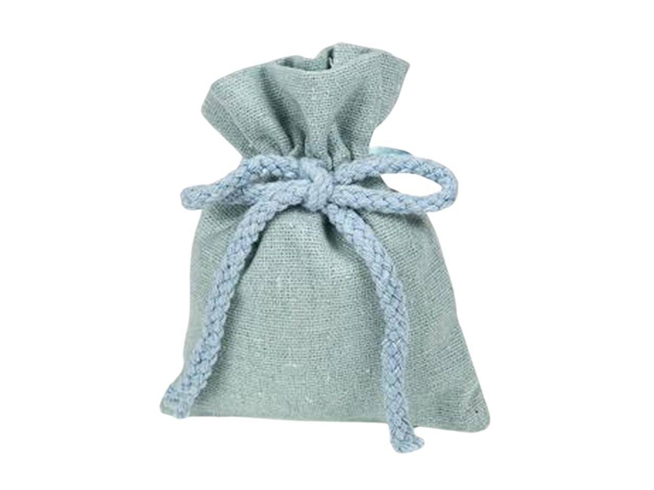 Sacchetto in cotone con fiocco in cordone celeste 10xh.13cm