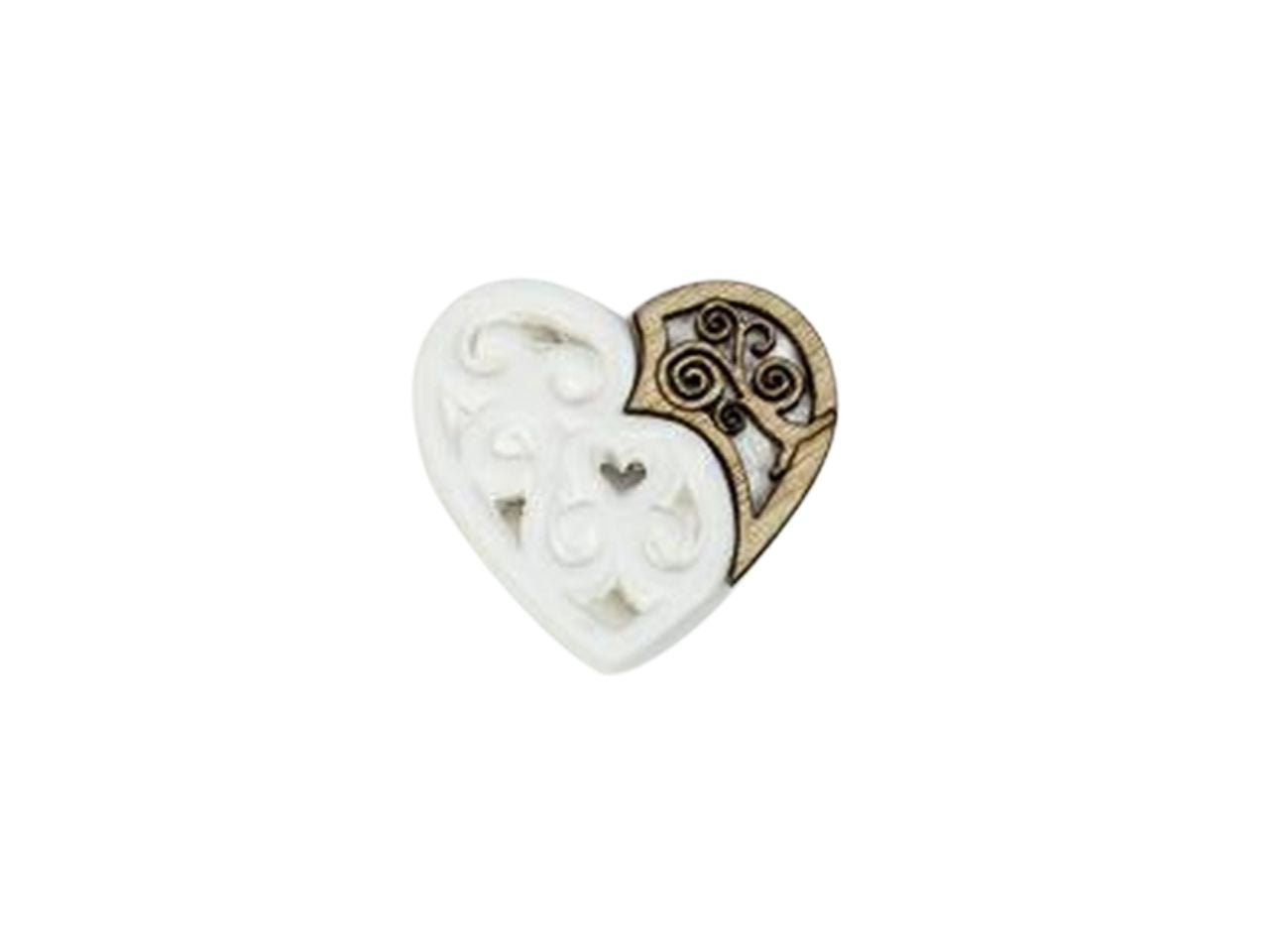 Applicazione cuore gesso e legno t. misura 3,5cm