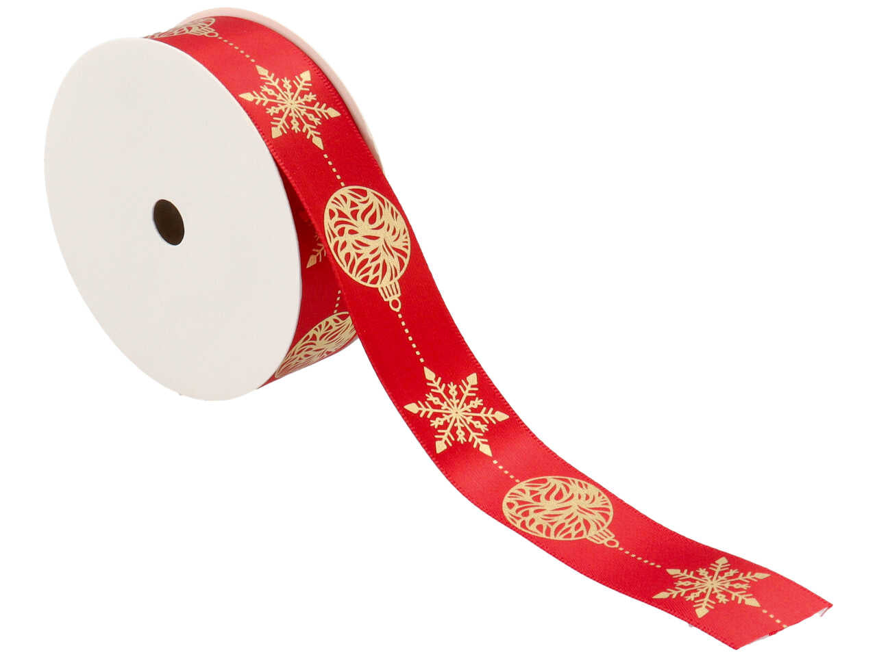 Nastro regalo natalizio in raso rosso e dorato 2,5cm x 15 m - Baratti