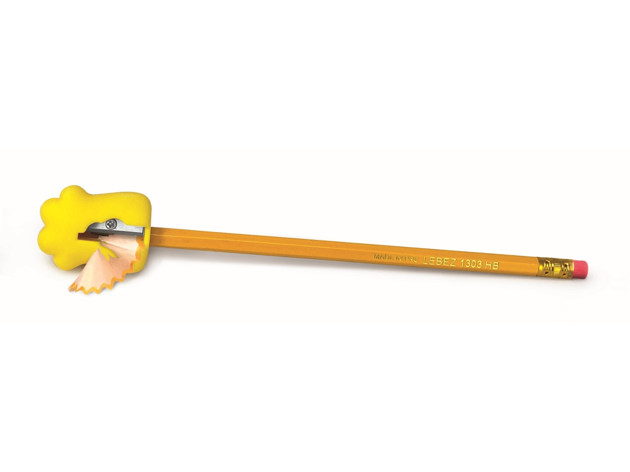 Temperino a zampa catpaw giallo e rosa, plastica morbida - Lebez