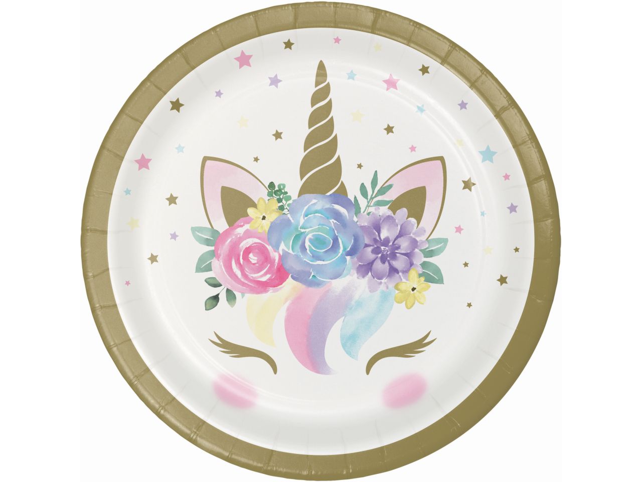 Piatto rotondo unicorn baby misura 18cm - la confezione comprende 8 piatti