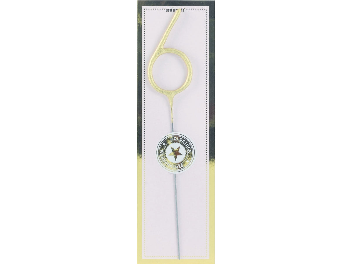 Candela scintillante in metallo h.18cm oro numero 6