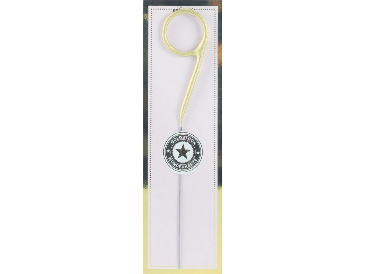 Candela scintillante in metallo h.18cm oro numero 9
