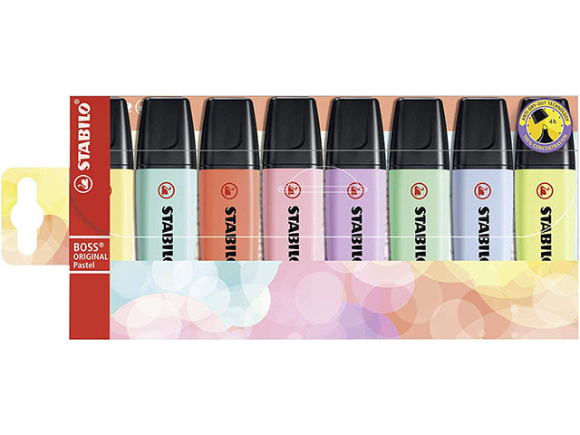 Evidenziatore STABILO BOSS ORIGINAL Colori Pastello Set da 8 Tratto 2-5 mm