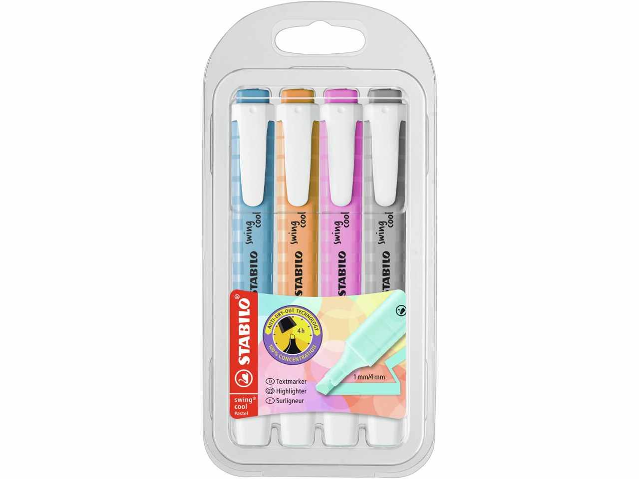 Stabilo evidenziatori swing cool la confezione contiene 4 pezzi