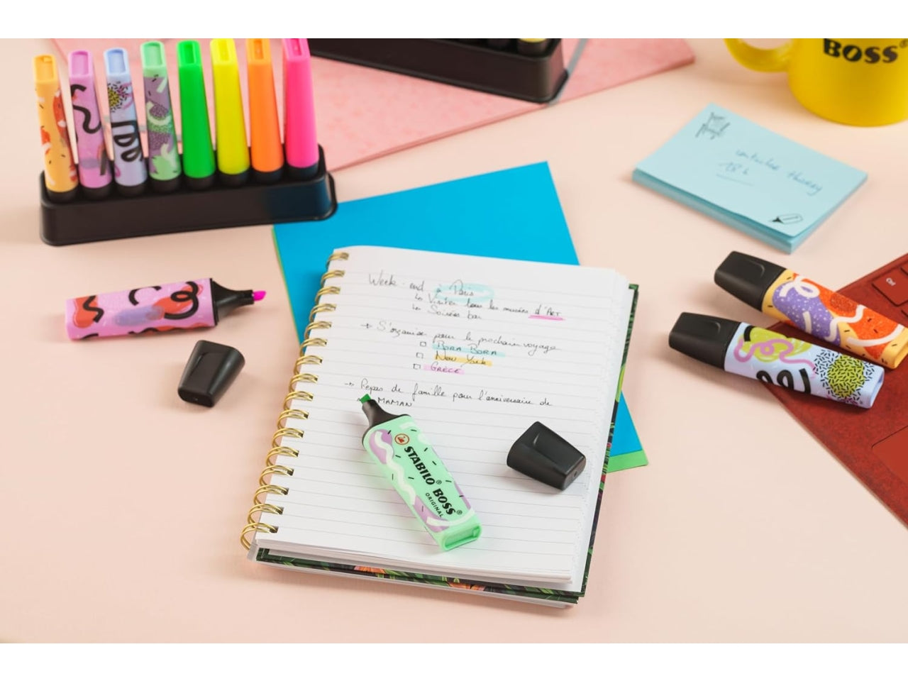 Stabilo Boss, Set di evidenziatori, 4 Boss e 4 Fluo by Juschnee, 8 Pezzi