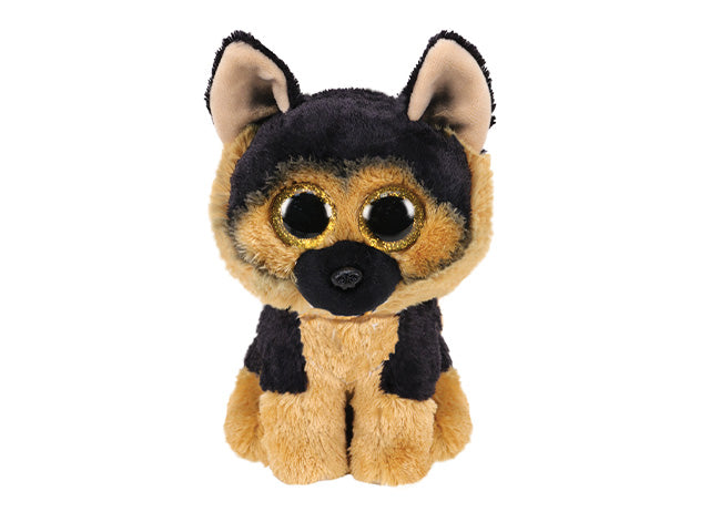 Peluche Ty Beanie Boos Spirit Pastore tedesco con occhioni oro glitterati marrone e nero 28 cm