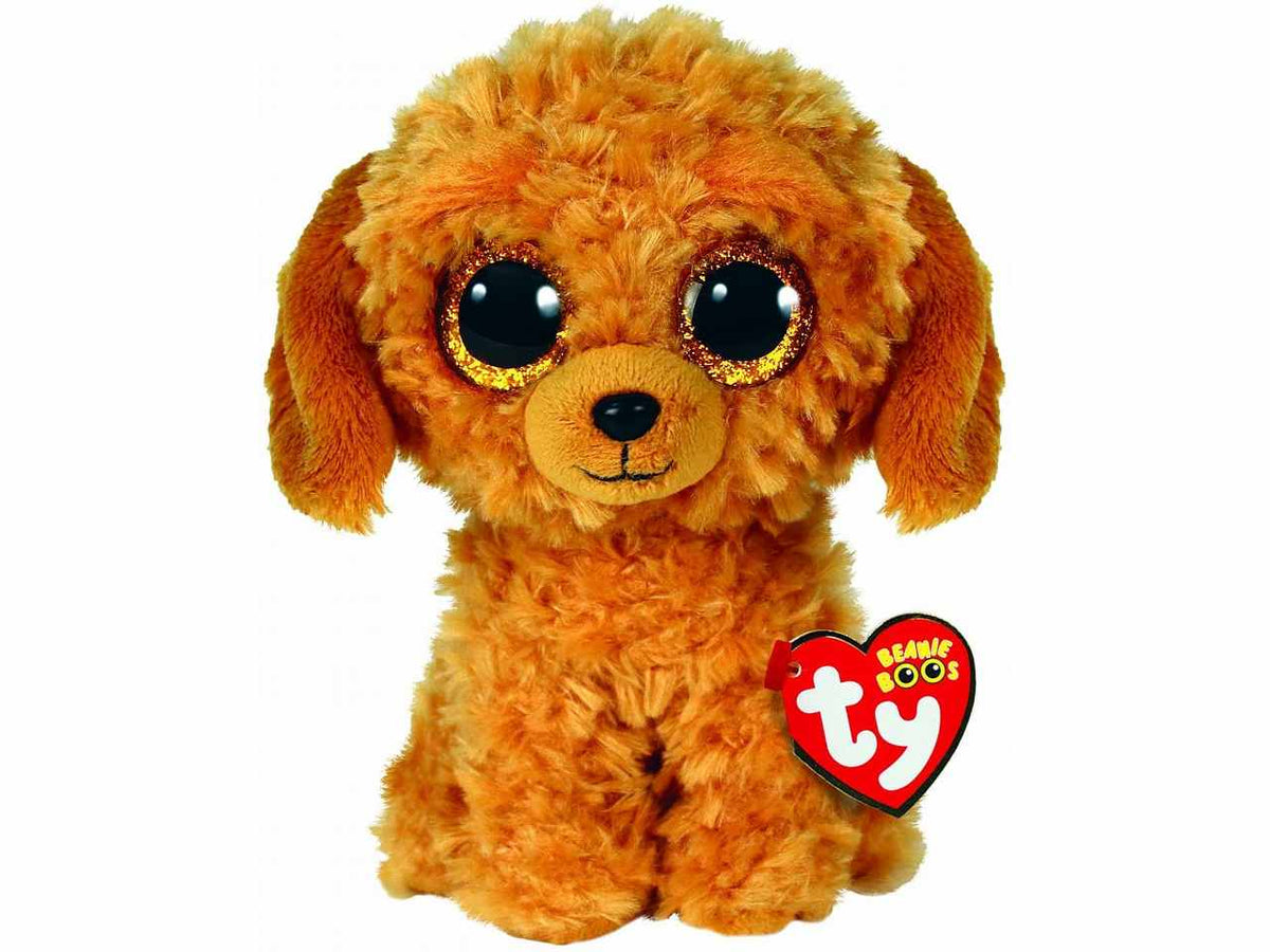 Peluche Ty Beanie Boos Noodles Cane con occhioni glitterati dorati marrone 15 cm