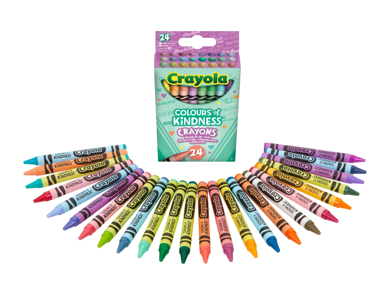 Set Pastelli a Cera Colours of Kindness 24 Pezzi - Multicolor, 7,2x3x10 cm, 131 gr, Cera, Certificato CE, Unisex, EtÃ  3+ | Crayola