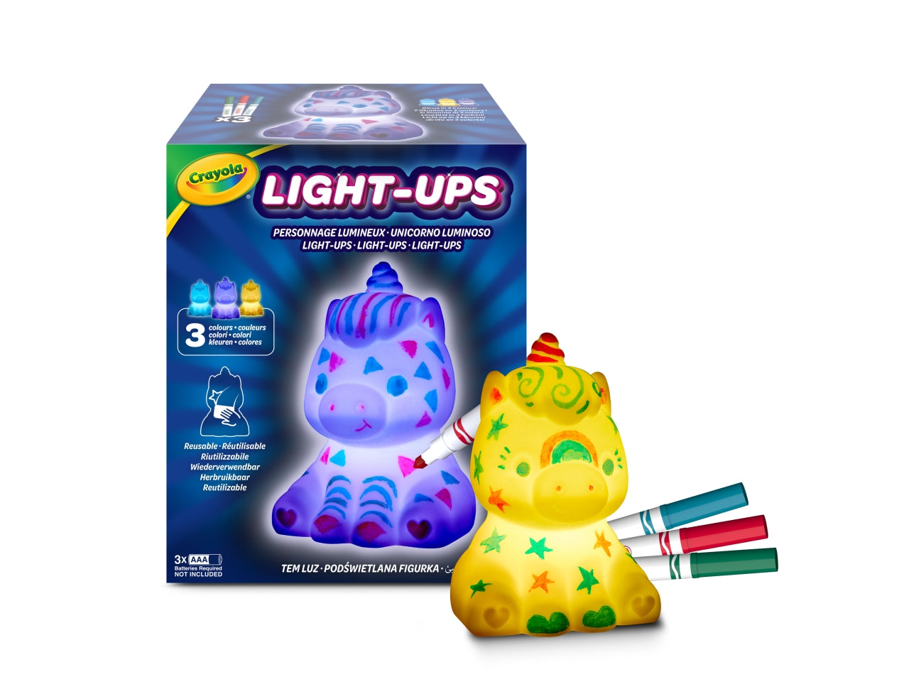 Lighr-ups personaggi luminosi unicorno e draghetto da colorare